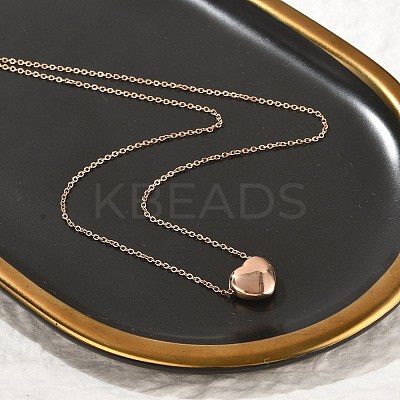 304 Stainless Steel Heart Pendant Cable Chain Necklaces for Women NJEW-Z055-03RG-1