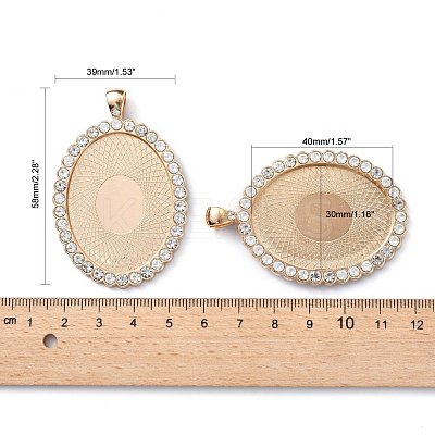 Oval Alloy Rhinestone Big Pendant Cabochon Settings ALRI-T356-01KCG-1