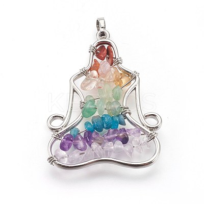 Natural & Synthetic Mixed Gemstone Chakra Pendants G-I212-01-1