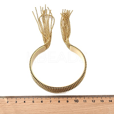 304 Stainless Steel Tassels Cuff Bangles for Women BJEW-V012-02G-1