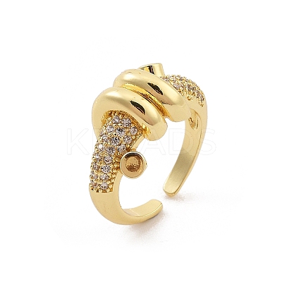 Rack Plating Brass Micro Pave Clear Cubic Zirconia Cuff Rings for Women RJEW-M028-117G-1