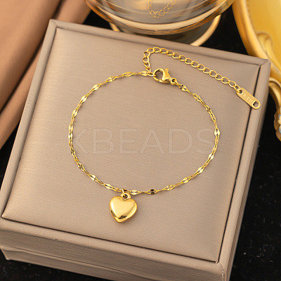304 Stainless Steel Charm Chain Bracelets BJEW-C084-04G-1