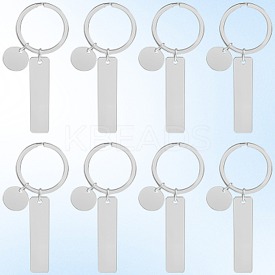 20Pcs 201 Stainless Steel Blank Pendant Keychain KEYC-SC0001-62C-1