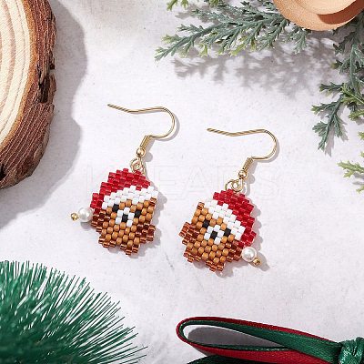 304 Stainless Steel Glass Christmas Theme Dangle Earrings EJEW-MZ00527-05-1