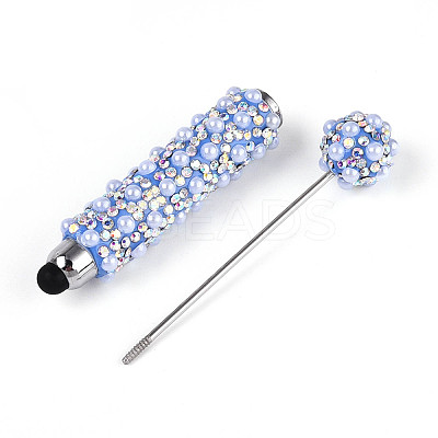 ABS Imitation Pearl & Polymer Clay Pave Rhinestone Touch Screen Stylus AJEW-T013-06B-1