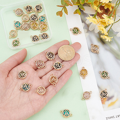 28pcs 7 colors Glass Connector Charms GLAA-AR0001-28-1