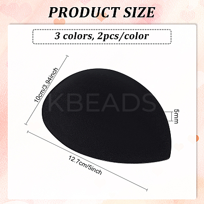 6Pcs 3 Colors EVA Cloth Teardrop Fascinator Hat Base for Millinery AJEW-FG0002-81-1