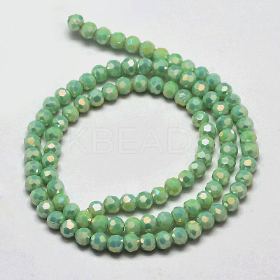 Faceted Round Full Rainbow Plated Electroplate Glass Beads Strands X-EGLA-J130-FR02-1