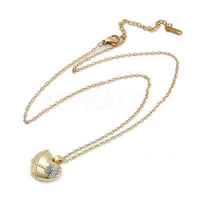 Brass Crossed Bowknot Heart Pendant Necklaces LS-NJEW-K280-06G-02-1