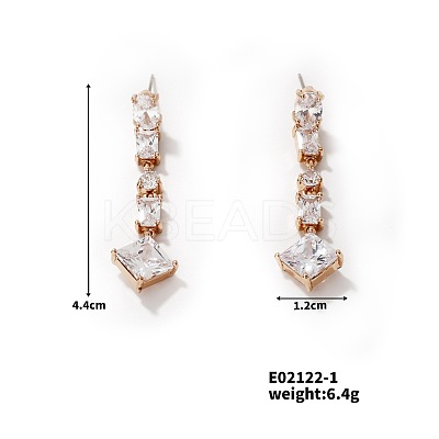 Geometric Cube Stud Earrings with Full Rhinestone Design TL4869-2-1
