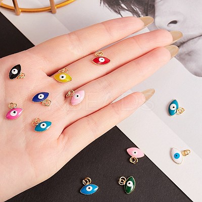 20Pcs 10 Colors Brass Enamel Charms KK-SZ0004-06-1
