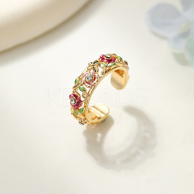 Brass Rhinestone Cuff Open Rings WG664C4-04-1
