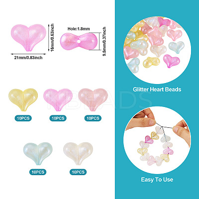 50Pcs 5 Colors Rainbow Iridescent Plating Acrylic Beads RESI-TA0002-19-1