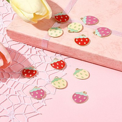 12Pcs 3 Colors Light Gold Plated Alloy Enamel Pendants FIND-FS0002-82-1