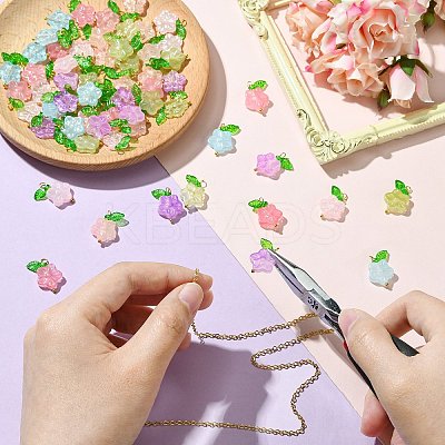 60Pcs 6 Colors Glass Pendants PALLOY-CJ00062-1