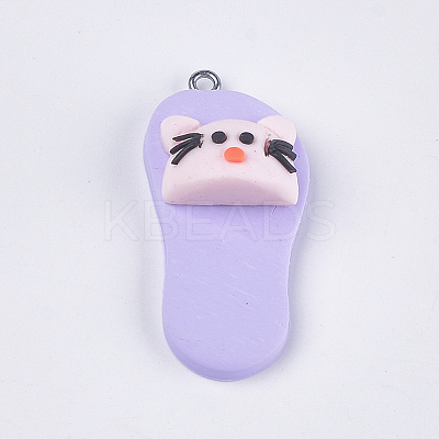 Handmade Polymer Clay Kitten Pendants CLAY-S093-04E-1