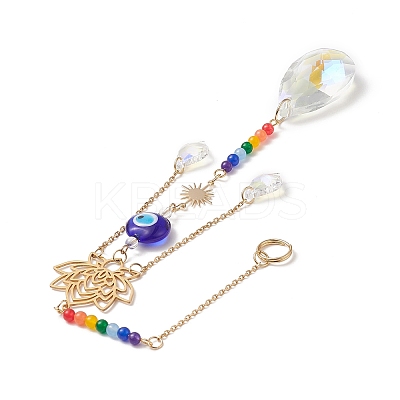 Glass Teardrop Window Hanging Suncatchers HJEW-JM00937-1