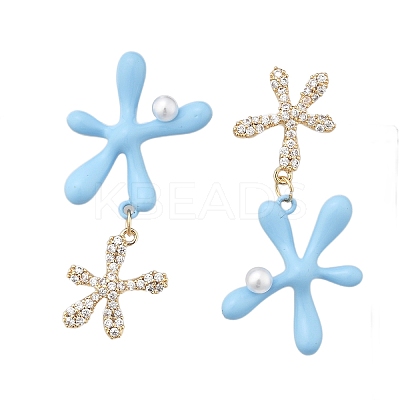 Brass Cubic Zirconia Stud Earrings EJEW-D301-03G-01-1