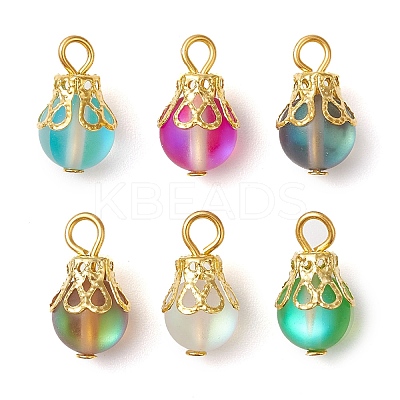 Synthetic Moonstone Round Pendants PALLOY-JF03133-01-1