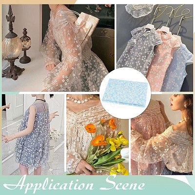 Polyester Flower Pattern Fabric DIY-WH0591-147C-1