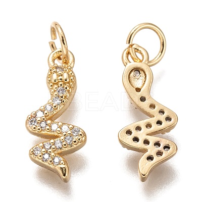 Brass Micro Pave Clear Cubic Zirconia Pendants ZIRC-C020-37G-1
