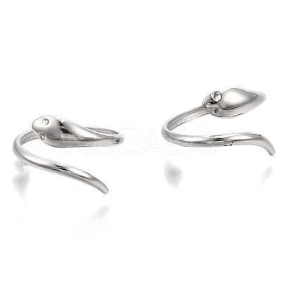 Non-Tarnish 304 Stainless Steel Snake Cuff Ring LS-RJEW-N038-113P-1