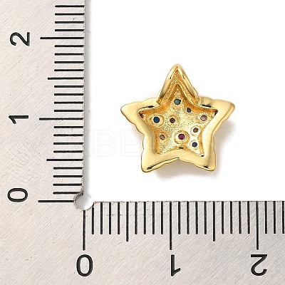 Rack Plating Brass Micro Pave Clear Cubic Zirconia Charm KK-U027-18G-1