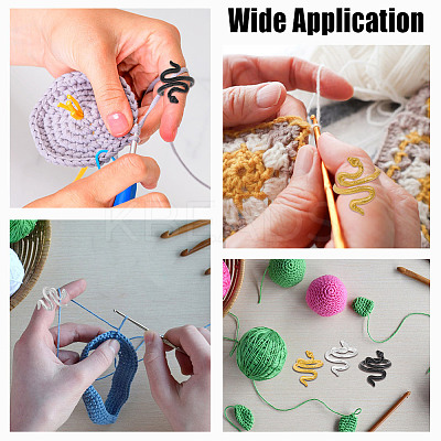 12Pcs 6 Colors Snake Alloy Wrapped Cuff Ring Yarn Guide Finger Holder DIY-FG0008-29-1