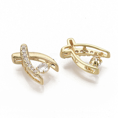 Brass Micro Pave Clear Cubic Zirconia Charms ZIRC-T011-19G-NF-1