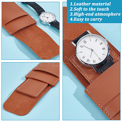 2Pcs Rectangle PU Imitation Leather Single Watch Storage Bag AJEW-GO0001-85A-1