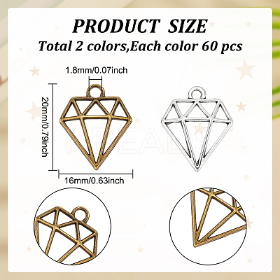 120Pcs 2 Colors Alloy Tibetan Pendants FIND-LP0001-40-1