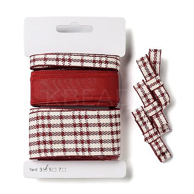 9 Yards 3 Styles Tartan Print Polyester Ribbon SRIB-C002-01G-1
