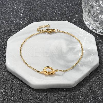 Knot 304 Stainless Steel Pendant Necklaces & Bracelets & Stud Earrings Sets for Women SJEW-C004-16G-1