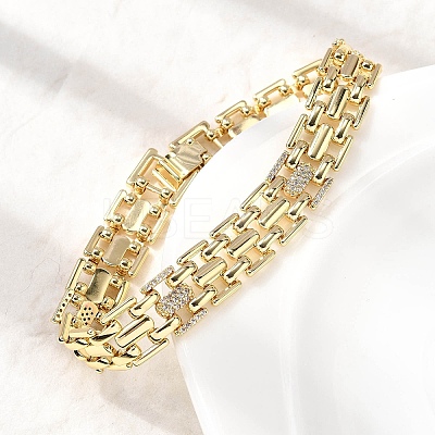 Brass Panther Chain Bracelets for Men Women BJEW-H630-01G-1