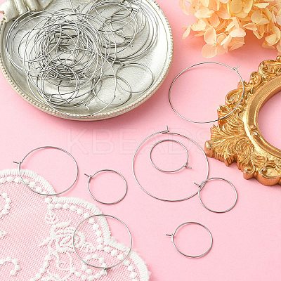 60Pcs 3 Size 316 Surgical Stainless Steel Hoop Earring Findings STAS-YW0001-75P-1