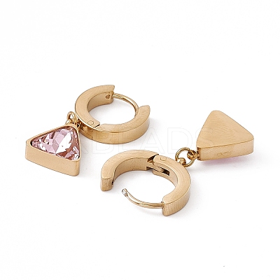 Cubic Zirconia Triangle Dangle Hoop Earrings EJEW-L282-07G-1
