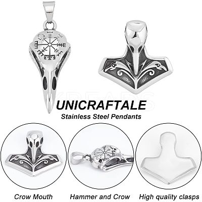 2Pcs 2 Style 316 Surgical Stainless Steel Pendants STAS-UN0039-75-1
