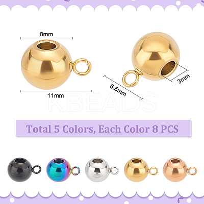 40Pcs 5 Colors Ion Plating(IP) 304 Stainless Steel Tube Bails STAS-UN0049-13-1