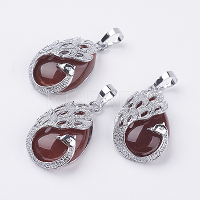 Natural Carnelian Pendants G-E442-04O-1