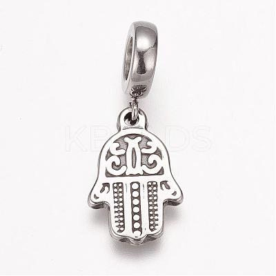 Tarnish Resistant 304 Stainless Steel European Dangle Charms OPDL-K001-05AS-1