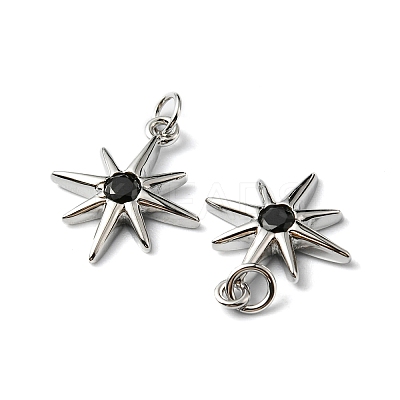 Rack Plating Brass Micro Pave Cubic Zirconia Pendants KK-P235-02P-1