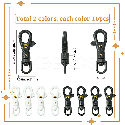 32Pcs 2 Colors POM Plastic Swivel Clasps FIND-SC0017-04-1