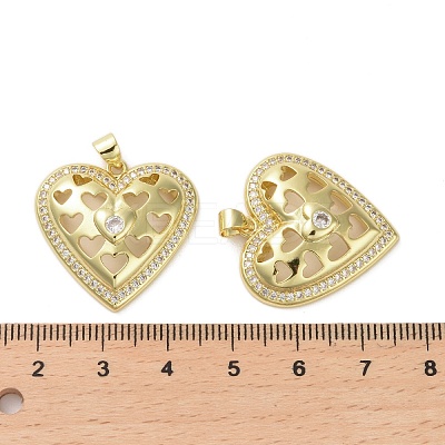 Brass Micro Pave Clear Cubic Zirconia Pendants KK-H466-08G-02-1