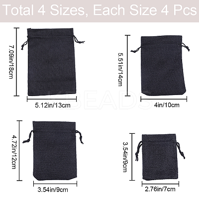 16Pcs 4 Styles Polyester Imitation Burlap Packing Pouches Drawstring Bags ABAG-BBC0001-01A-1