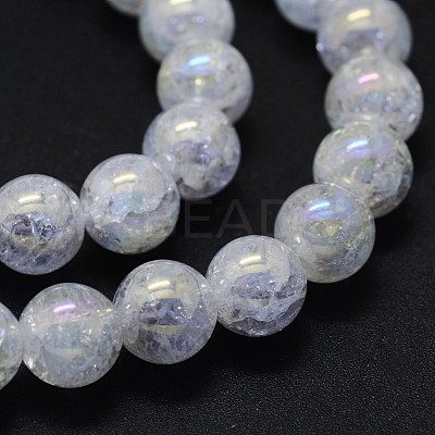 Electroplated Natural Crackle Quartz Crystal Beads Strands G-K285-08-6mm-1
