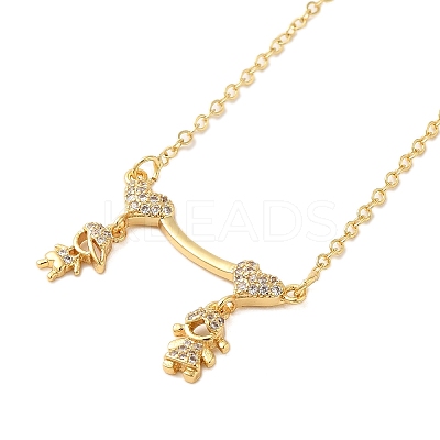 Brass Micro Pave Clear Cubic Zirconia Girls and boys Pendant Necklaces for Valentine's Day NJEW-K381-01B-G-1