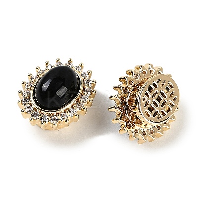 Natural Obsidian Sew on Rhinestone KK-P283-02A-G-1