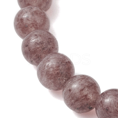 6mm Round Natural Strawberry Quartz Beaded Stretch Bracelets for Women Men BJEW-JB10455-1