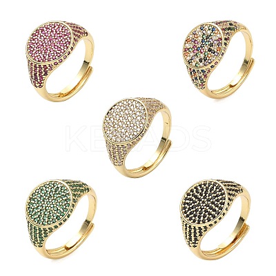 Brass Micro Pave Cubic Zirconia Cuff Rings for Women RJEW-A069-13G-1