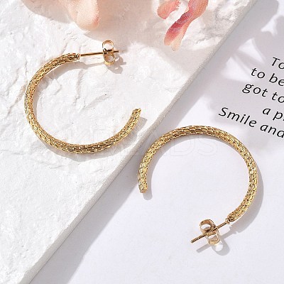 304 Stainless Steel Twist C-Shaped Stud Earrings EJEW-R017-03G-03-1